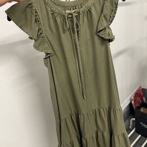 Knox Rose Olive Green Ruffle Sleeve Dress